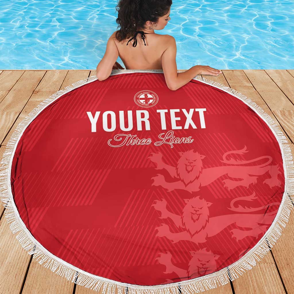 Custom England Cricket Beach Blanket Go Three Lions - Red Ver