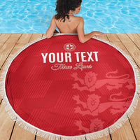 Custom England Cricket Beach Blanket Go Three Lions - Red Ver