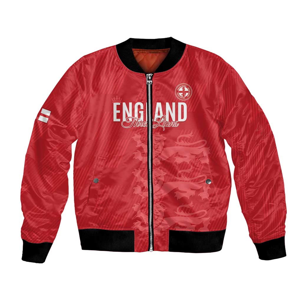 Custom England Cricket Bomber Jacket Go Three Lions - Red Ver