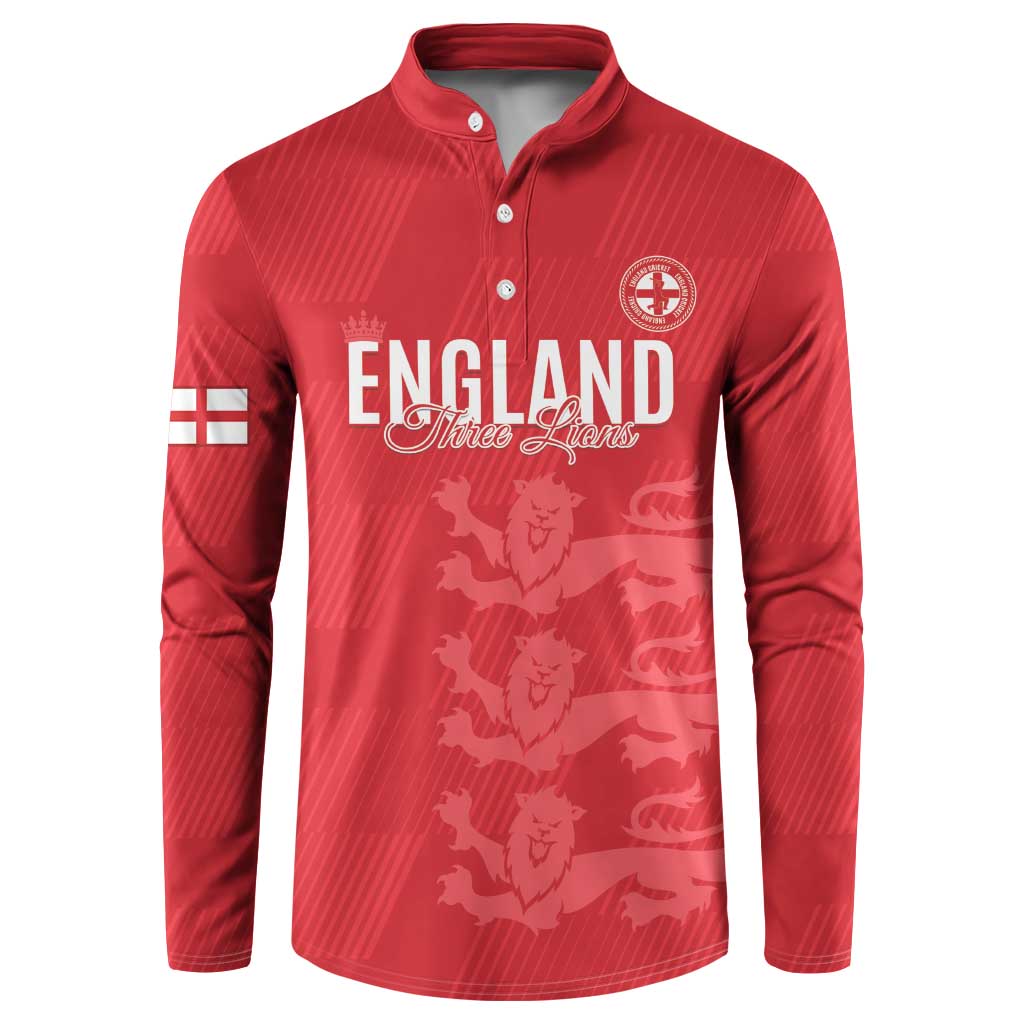 Custom England Cricket Button Sweatshirt Go Three Lions - Red Ver