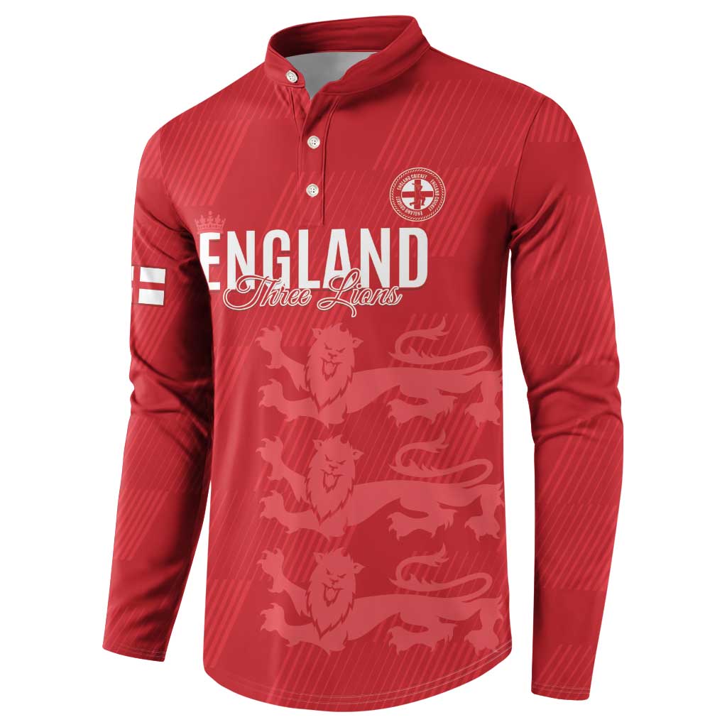 Custom England Cricket Button Sweatshirt Go Three Lions - Red Ver