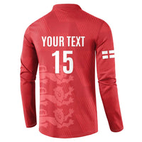 Custom England Cricket Button Sweatshirt Go Three Lions - Red Ver
