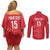Custom England Cricket Couples Matching Off Shoulder Short Dress and Long Sleeve Button Shirt Go Three Lions - Red Ver
