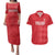 Custom England Cricket Couples Matching Puletasi and Hawaiian Shirt Go Three Lions - Red Ver