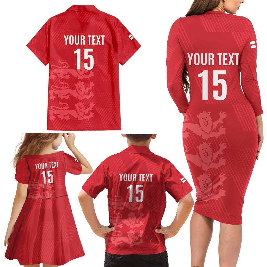 Custom England Cricket Family Matching Long Sleeve Bodycon Dress and Hawaiian Shirt Go Three Lions - Red Ver