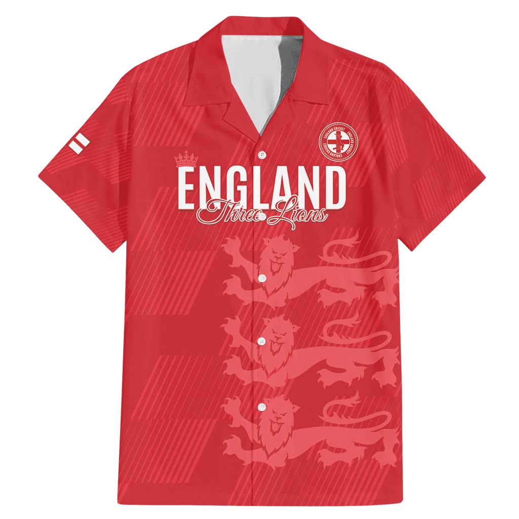 Custom England Cricket Family Matching Mermaid Dress and Hawaiian Shirt Go Three Lions - Red Ver