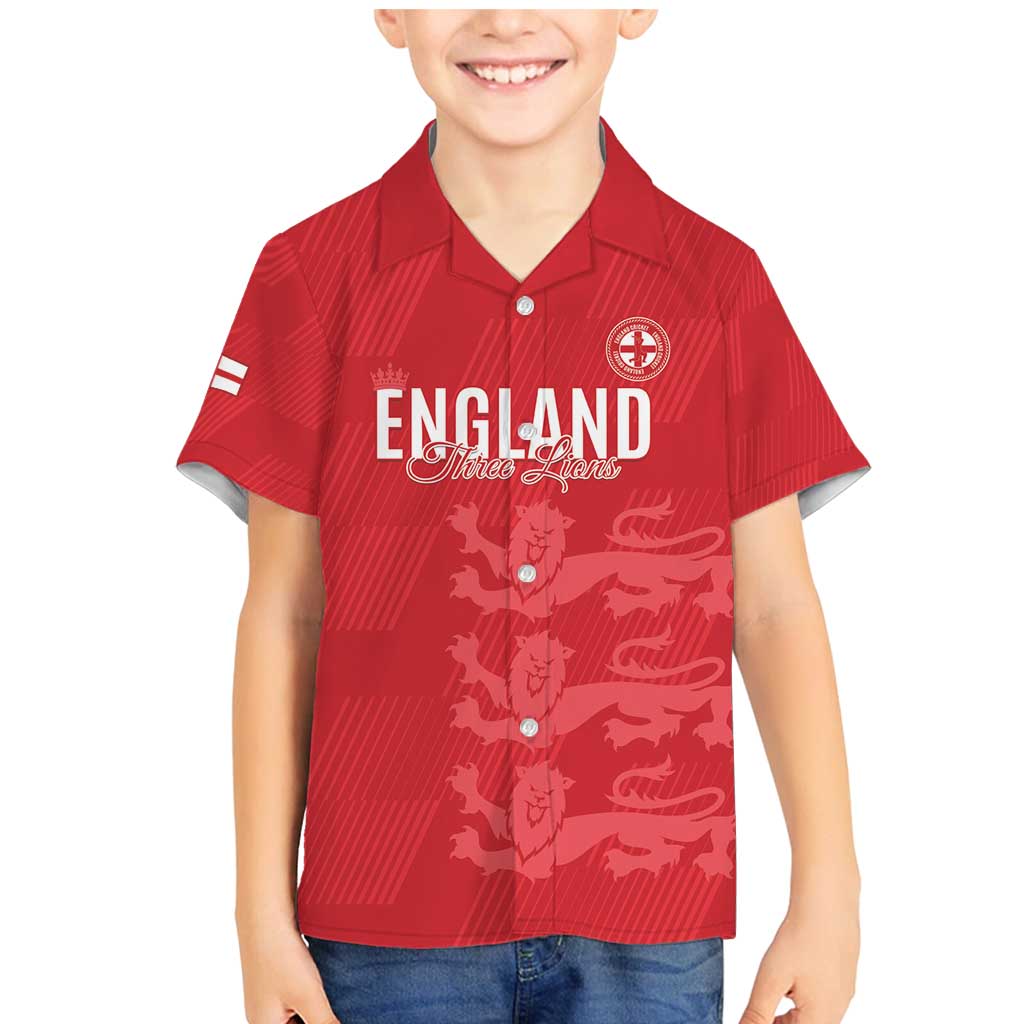 Custom England Cricket Family Matching Mermaid Dress and Hawaiian Shirt Go Three Lions - Red Ver