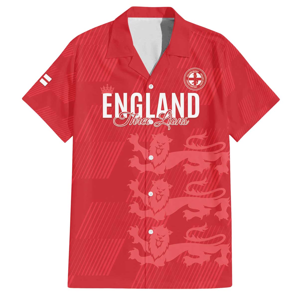Custom England Cricket Family Matching Off The Shoulder Long Sleeve Dress and Hawaiian Shirt Go Three Lions - Red Ver