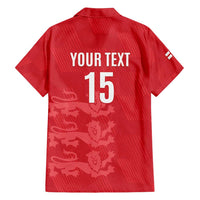 Custom England Cricket Family Matching Off Shoulder Maxi Dress and Hawaiian Shirt Go Three Lions - Red Ver