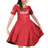 Custom England Cricket Family Matching Off Shoulder Short Dress and Hawaiian Shirt Go Three Lions - Red Ver