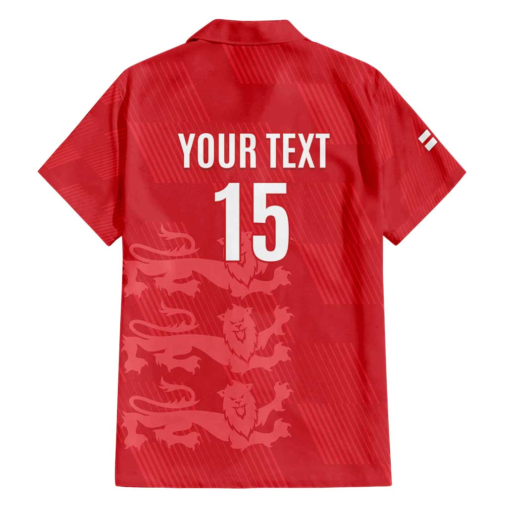 Custom England Cricket Family Matching Off Shoulder Short Dress and Hawaiian Shirt Go Three Lions - Red Ver