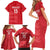 Custom England Cricket Family Matching Short Sleeve Bodycon Dress and Hawaiian Shirt Go Three Lions - Red Ver