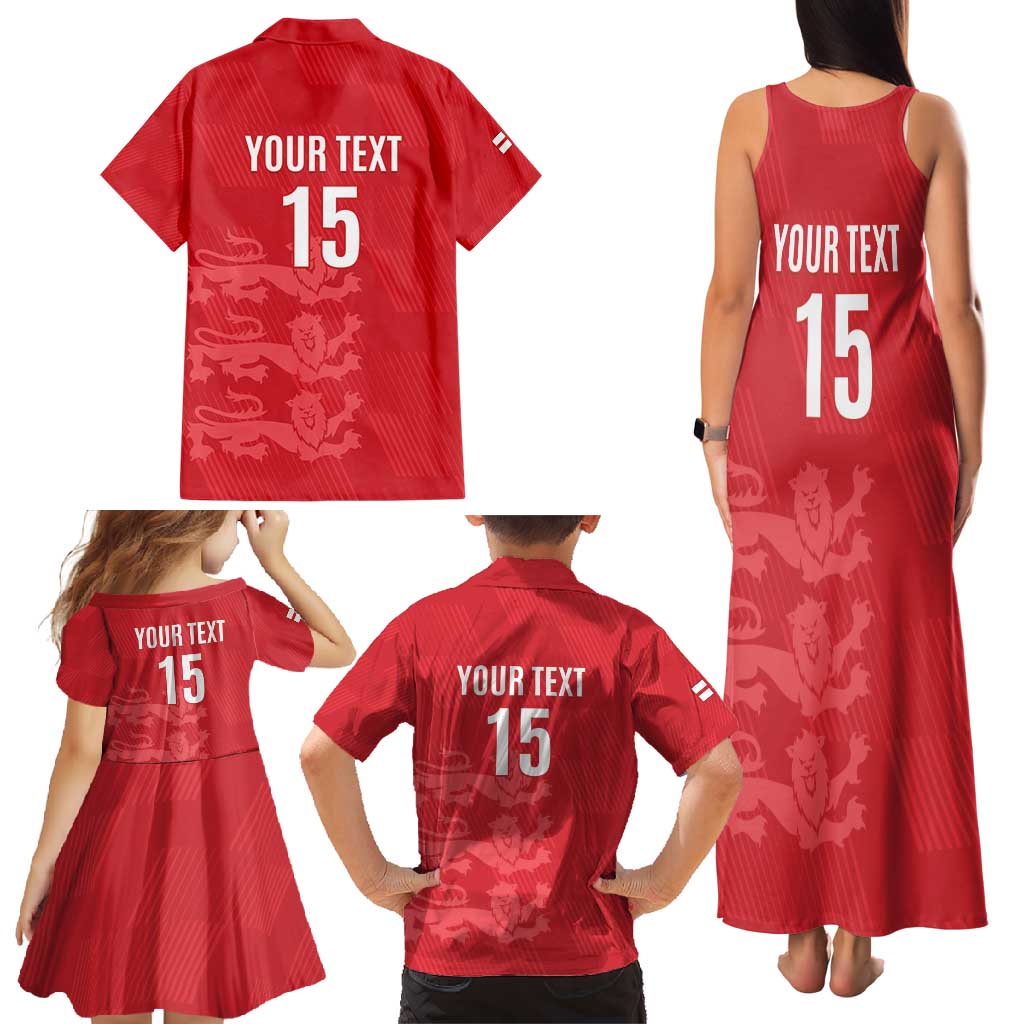 Custom England Cricket Family Matching Tank Maxi Dress and Hawaiian Shirt Go Three Lions - Red Ver