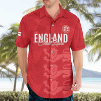 Custom England Cricket Hawaiian Shirt Go Three Lions - Red Ver