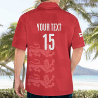 Custom England Cricket Hawaiian Shirt Go Three Lions - Red Ver