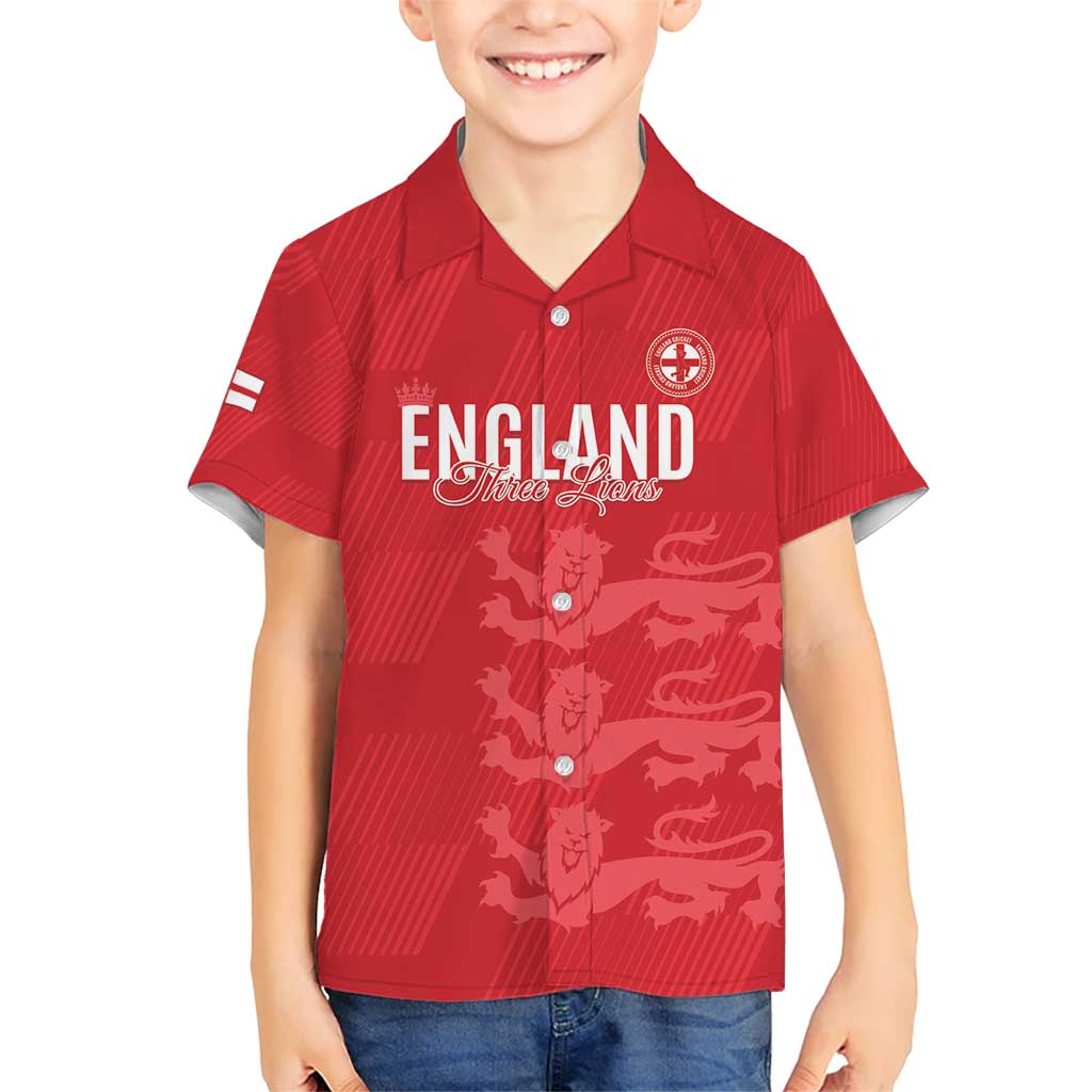 Custom England Cricket Hawaiian Shirt Go Three Lions - Red Ver