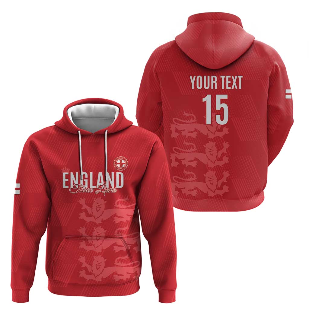 Custom England Cricket Hoodie Go Three Lions - Red Ver