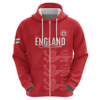 Custom England Cricket Hoodie Go Three Lions - Red Ver