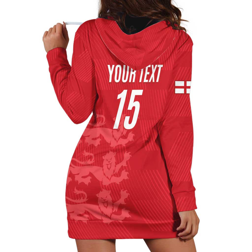Custom England Cricket Hoodie Dress Go Three Lions - Red Ver