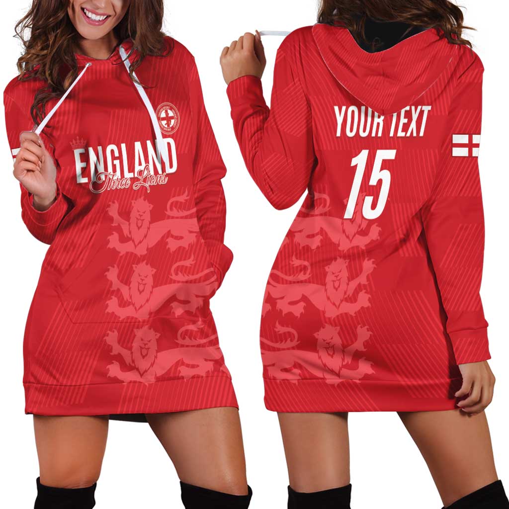 Custom England Cricket Hoodie Dress Go Three Lions - Red Ver