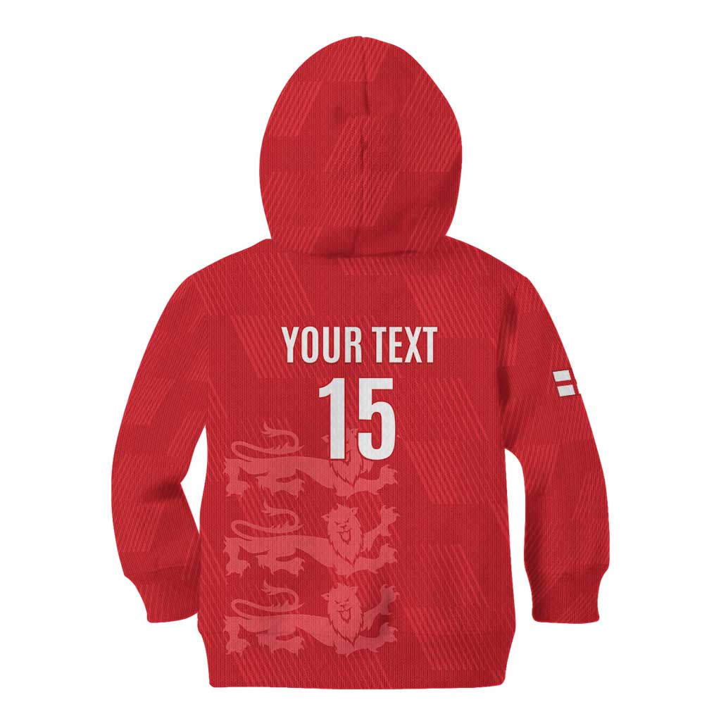 Custom England Cricket Kid Hoodie Go Three Lions - Red Ver