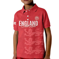 Custom England Cricket Kid Polo Shirt Go Three Lions - Red Ver