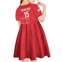 Custom England Cricket Kid Short Sleeve Dress Go Three Lions - Red Ver