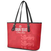 Custom England Cricket Leather Tote Bag Go Three Lions - Red Ver