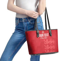 Custom England Cricket Leather Tote Bag Go Three Lions - Red Ver