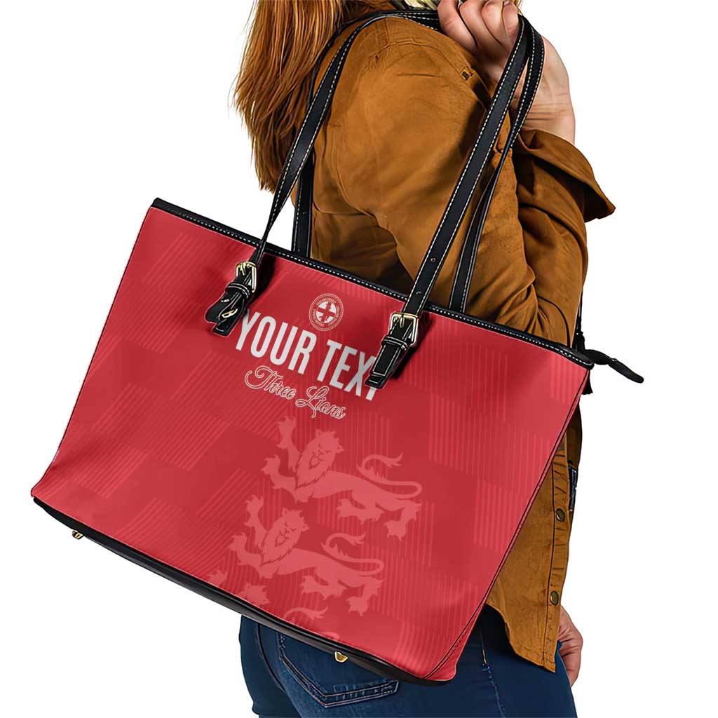 Custom England Cricket Leather Tote Bag Go Three Lions - Red Ver