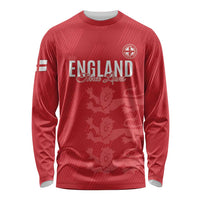 Custom England Cricket Long Sleeve Shirt Go Three Lions - Red Ver