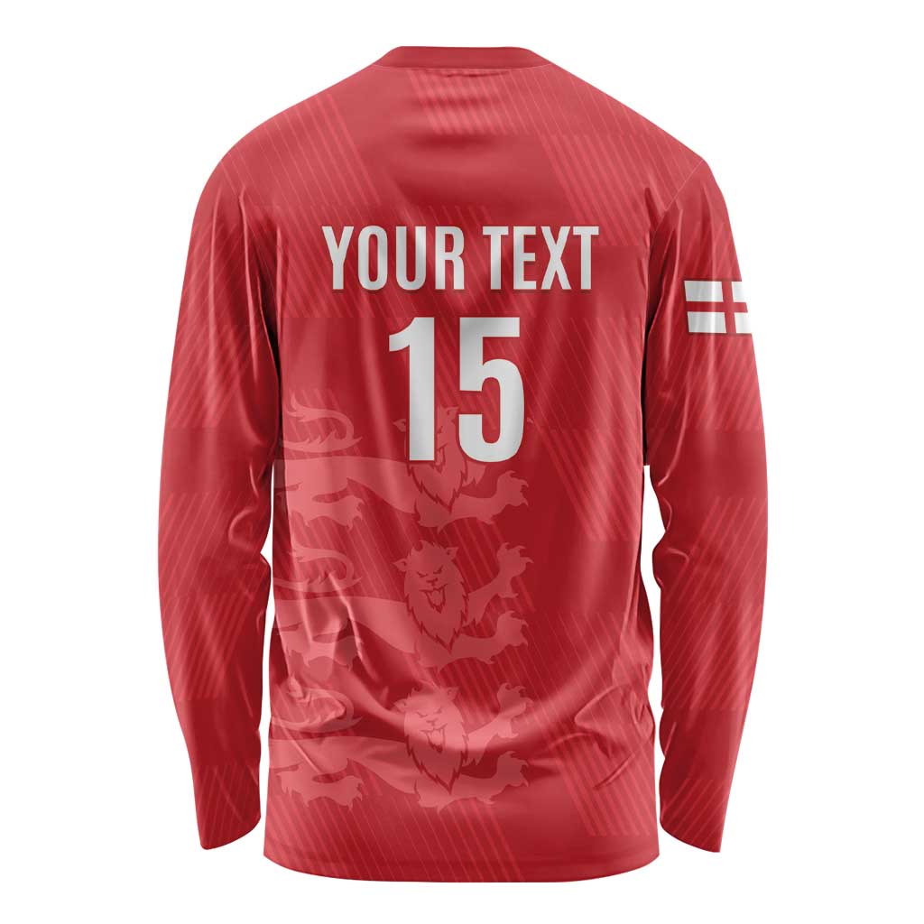 Custom England Cricket Long Sleeve Shirt Go Three Lions - Red Ver