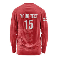 Custom England Cricket Long Sleeve Shirt Go Three Lions - Red Ver