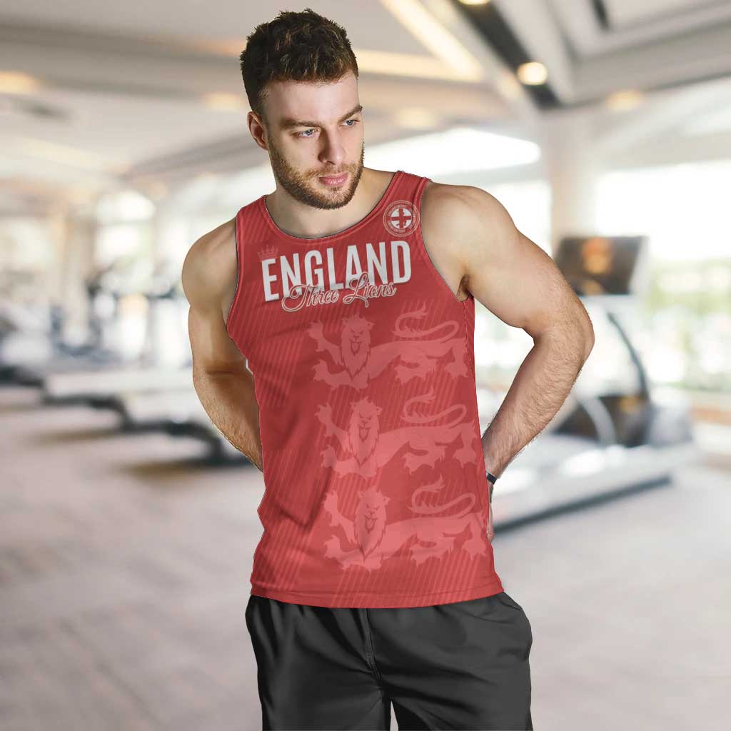Custom England Cricket Men Tank Top Go Three Lions - Red Ver