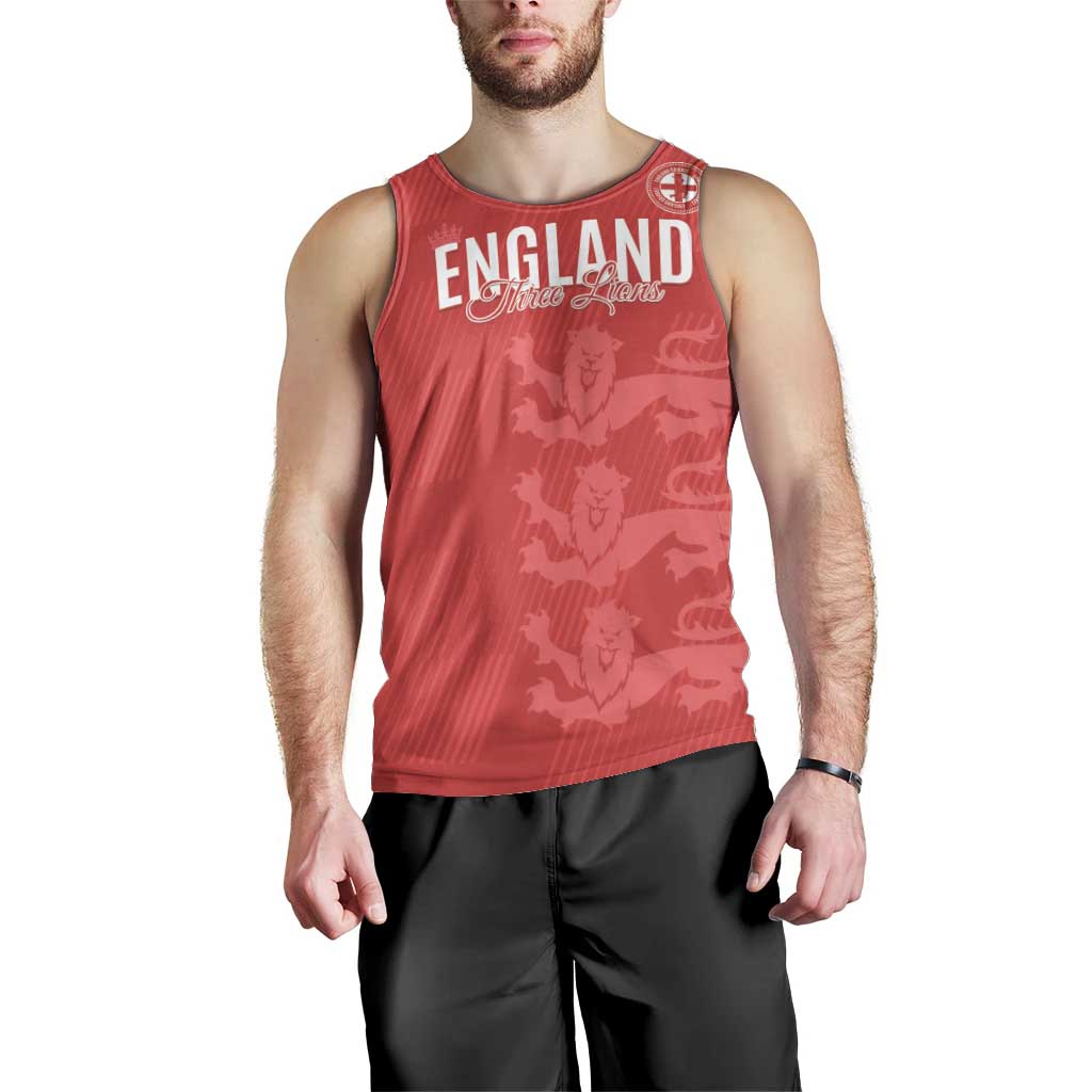 Custom England Cricket Men Tank Top Go Three Lions - Red Ver
