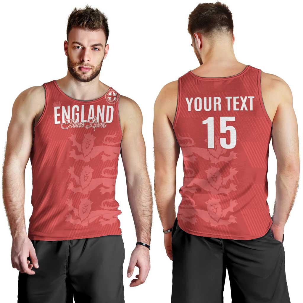 Custom England Cricket Men Tank Top Go Three Lions - Red Ver