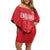 Custom England Cricket Off Shoulder Short Dress Go Three Lions - Red Ver