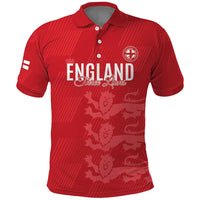 Custom England Cricket Polo Shirt Go Three Lions - Red Ver