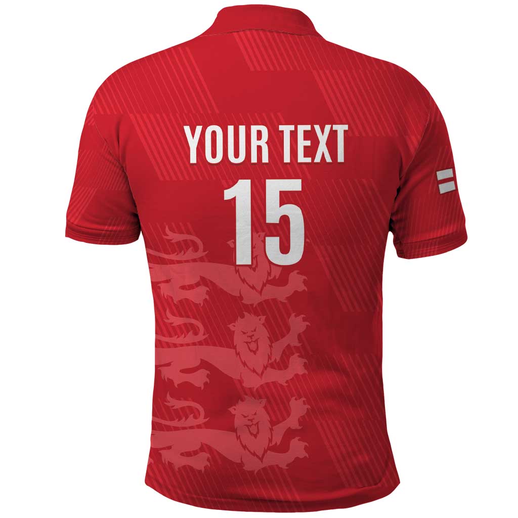 Custom England Cricket Polo Shirt Go Three Lions - Red Ver