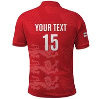 Custom England Cricket Polo Shirt Go Three Lions - Red Ver