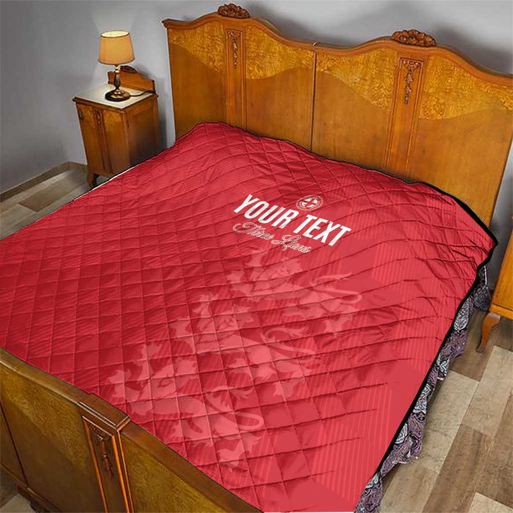 Custom England Cricket Quilt Go Three Lions - Red Ver