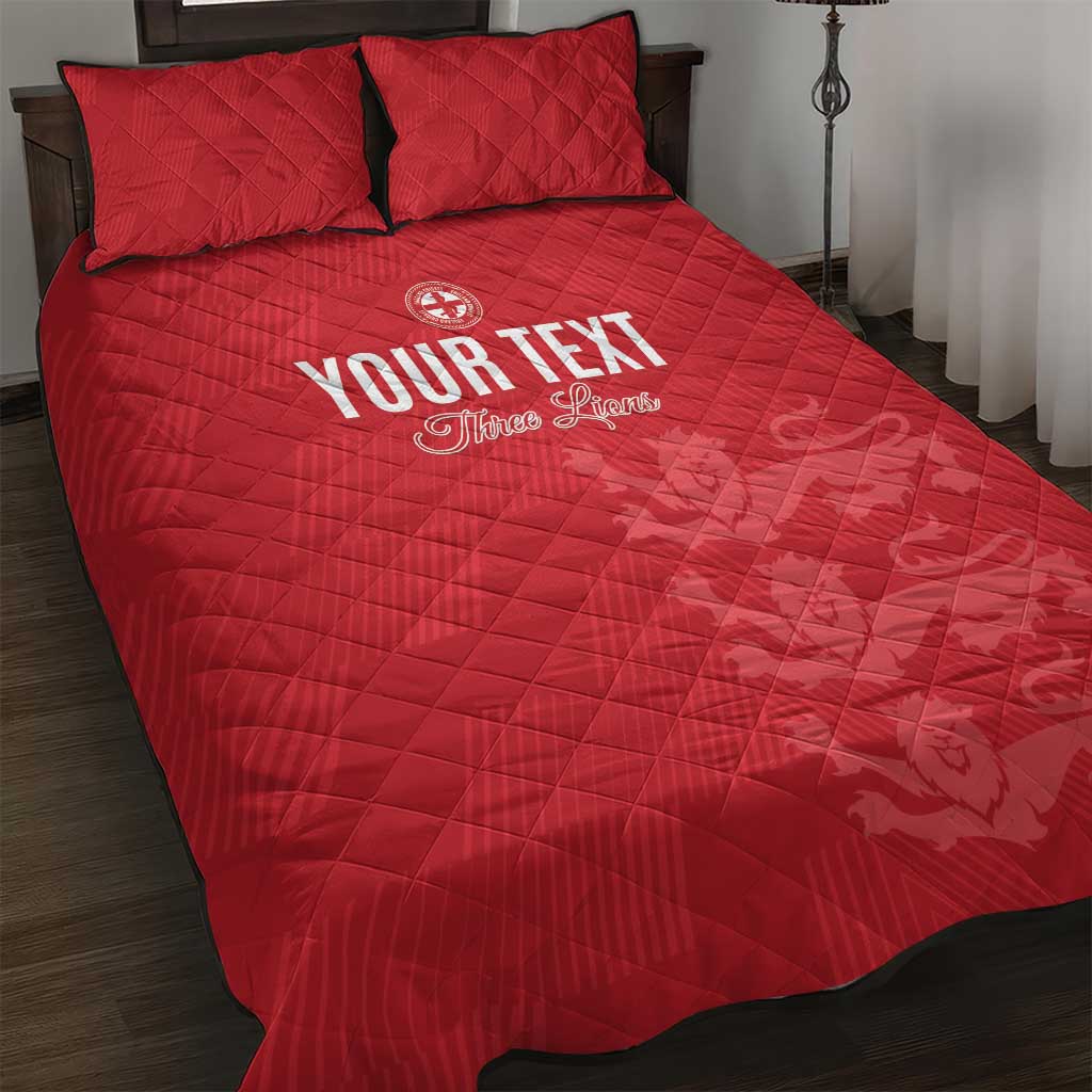 Custom England Cricket Quilt Bed Set Go Three Lions - Red Ver