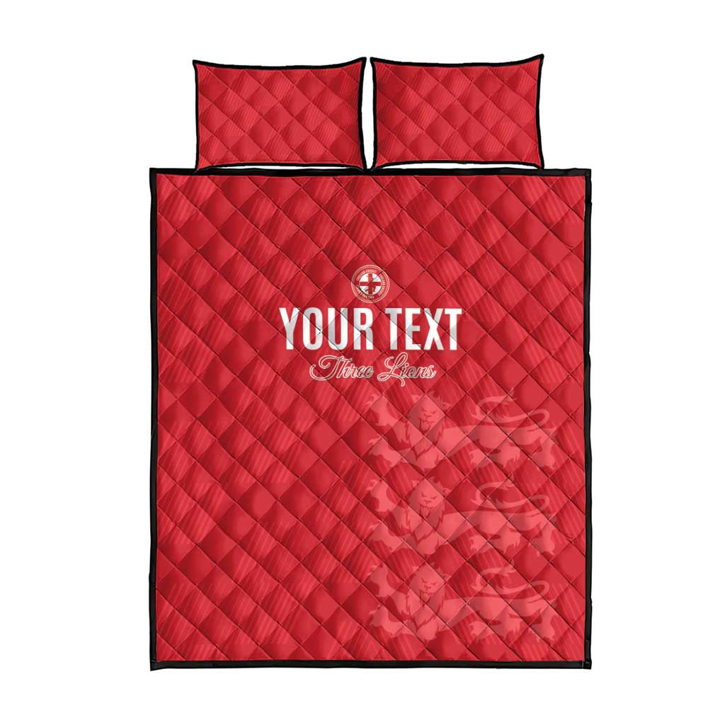Custom England Cricket Quilt Bed Set Go Three Lions - Red Ver