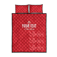 Custom England Cricket Quilt Bed Set Go Three Lions - Red Ver