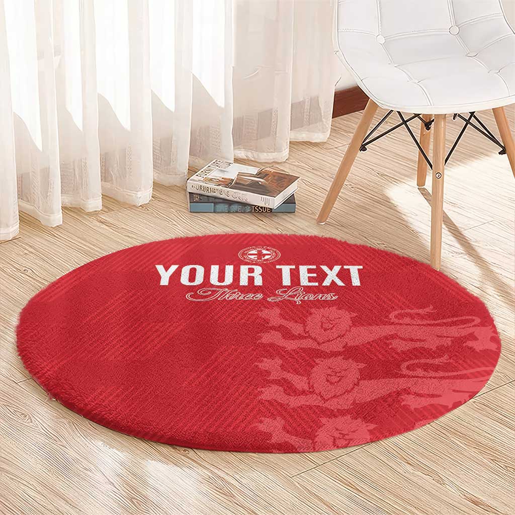 Custom England Cricket Round Carpet Go Three Lions - Red Ver