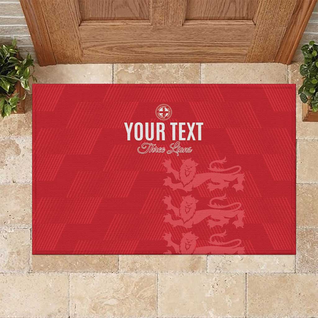 Custom England Cricket Rubber Doormat Go Three Lions - Red Ver