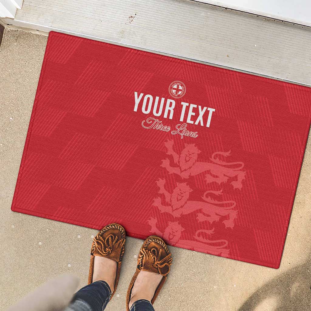 Custom England Cricket Rubber Doormat Go Three Lions - Red Ver