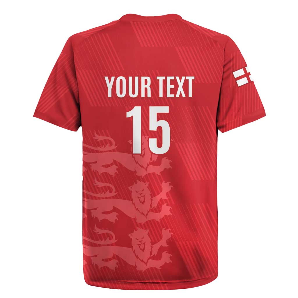 Custom England Cricket Rugby Jersey Go Three Lions - Red Ver