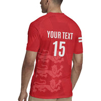 Custom England Cricket Rugby Jersey Go Three Lions - Red Ver