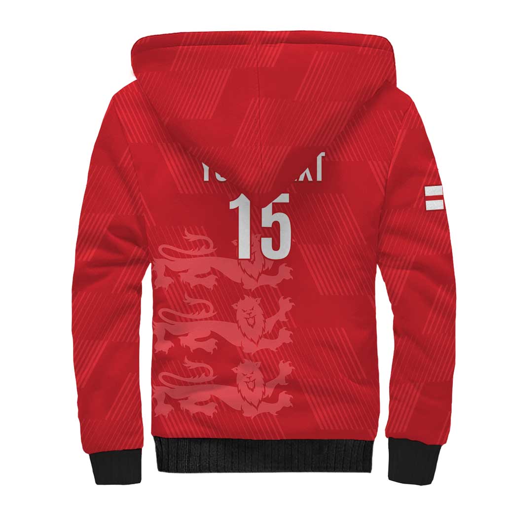 Custom England Cricket Sherpa Hoodie Go Three Lions - Red Ver